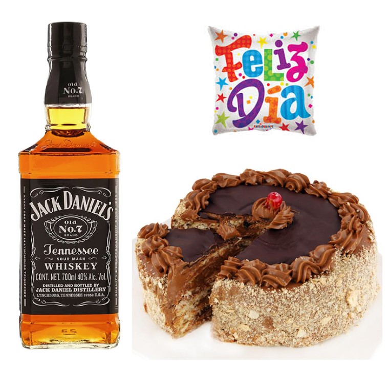 Whisky Jack Daniels 700cc, Torta del Dia 15 personas y Globito